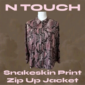 N Touch | Women’s Snakeskin Print Zip Up Jacket